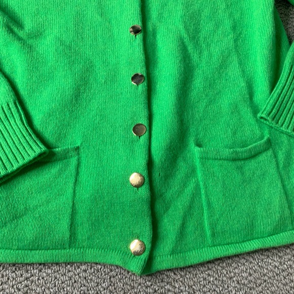 Beans Of Scotland Womens Cardigan Sweater Size 42 Green Wool Button Front Pocket - Picture 3 of 12